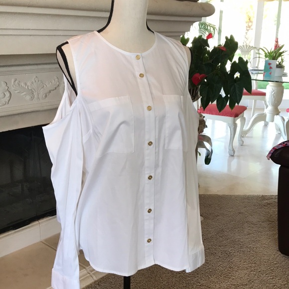Large Michael Kors button down cold shoulder NWOT - Picture 3 of 5